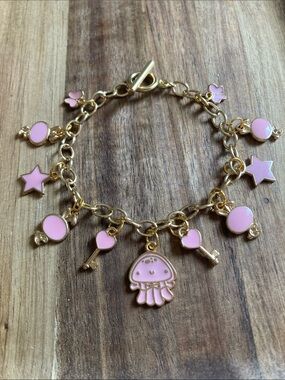 Handmade Bubblegum Enamel Jellyfish Charm Bracelet